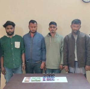 হোমনায় ফেনসিডিল, ইয়াবা ও নগদ ১ লাখ ৮৩ হাজার টাকাসহ ৪ জন গ্রেপ্তার